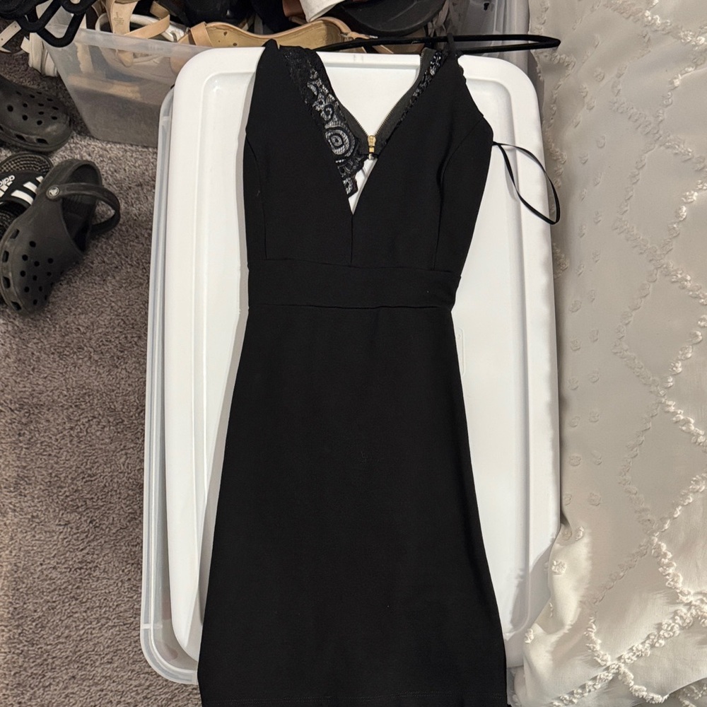 Windsor Black Dress with Lace Detail